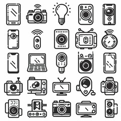 outline tech gadgets set icon silhouette vector illustration white background