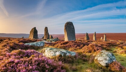 a mysterious and ancient stone circle nestled in a remote moorland