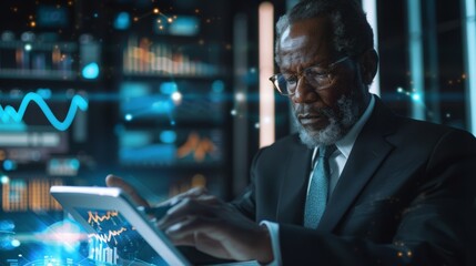 A Businessman Analyzing Digital Data