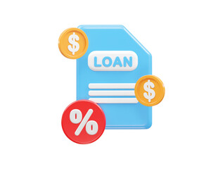 Obraz premium Loan icon 3d rendering bank loan illustration element
