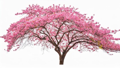 pink cherry blossom tree isolated on transparent background blooming tree in spring png generative ai
