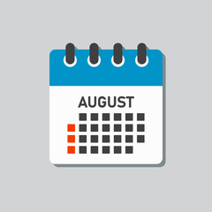 Vector template icon page calendar, month August