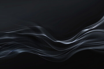 A midnight black wave, elegant and mysterious, flows across a black background, creating a subtle yet powerful visual contrast.
