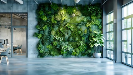Creating a Sustainable and Wellness-Promoting Office Environment with Greenery in Startup Settings. Concept Green Office Design, Sustainability in Startups, Wellness Initiatives