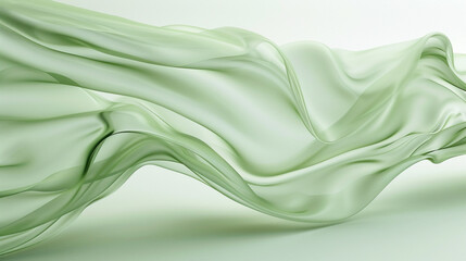A soft sage green wave, calming and inviting, flowing elegantly across a white canvas, depicted in a breathtakingly clear ultra high-definition format.