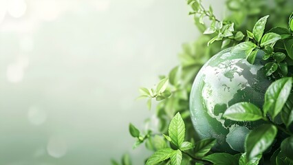 Green world background with copy space for Earth environment protection web banner . Concept Environment Protection, Green World, Earth Day, Nature Conservation, Copy Space