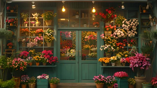 This Blooming paradise: Flower boutique overflows with colorful blossoms, an enchanting haven for floral enthusiasts