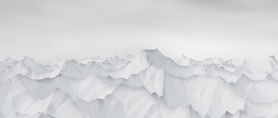 abstract white mountain landscape. 3D Rendering