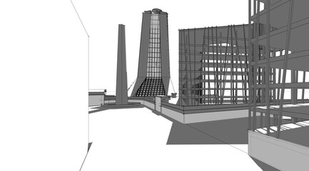 Obraz premium Modern architecture 3d rendering 3d illustration