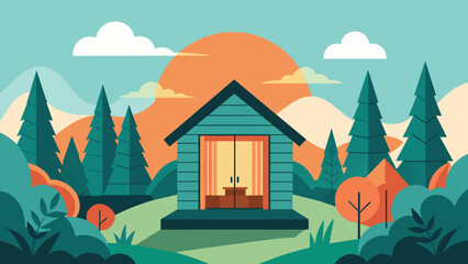 Naklejka premium Surrounded by nature the outdoor infrared sauna allows you to connect with the elements and detoxify your body simultaneously..