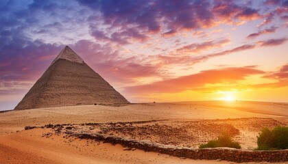 Fototapeta na wymiar photo landscape of pyramid at sunset
