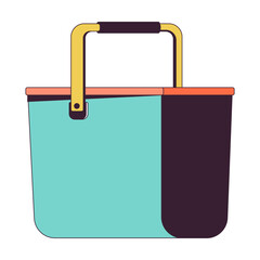 Bucket with handle 2D linear cartoon object. Work supplies. Container for dry and liquid materials isolated line vector element white background. Household equipment color flat spot illustration