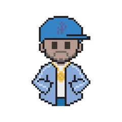 hip hop man pixel art