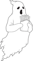 Ghost Halloween French fries Vector Graphic Art Illustration