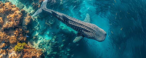 Fototapeta premium Aerial view of Oslob Whaleshark, Cebu, Philippines.