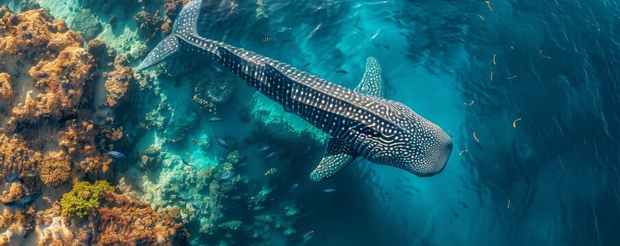Aerial view of Oslob Whaleshark, Cebu, Philippines.