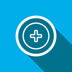 Obraz premium Add icon vector. Plus icon vector in trendy flat style. Medical cross icon image, Medical cross icon illustration isolated on blue background