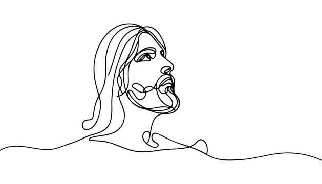 recommend clip art: Continuous line drawing of Jesus Christ son or God, Bible Easter symbol line art illustration