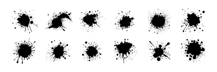 Set of Black blots. Grunge Design Elements. Brush Strokes. Vector illustration
