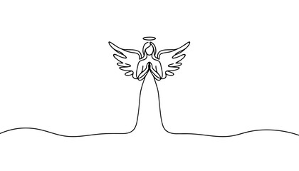 Angel. Continuous line art drawing vector illustration.