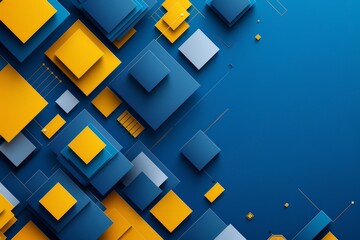 Geometric square blue and yellow background
