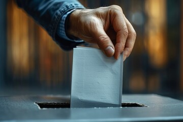 Voting moment: Hand dropping ballot in polling booth