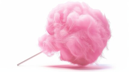 fluffy pink cotton candy isolated on white sweet carnival treat illustration