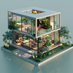 3d render, modern house