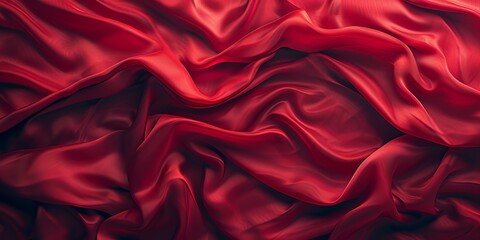 Obraz premium Red Textile with Wrinkles and Folds. Colorful Luxury Surface Background.