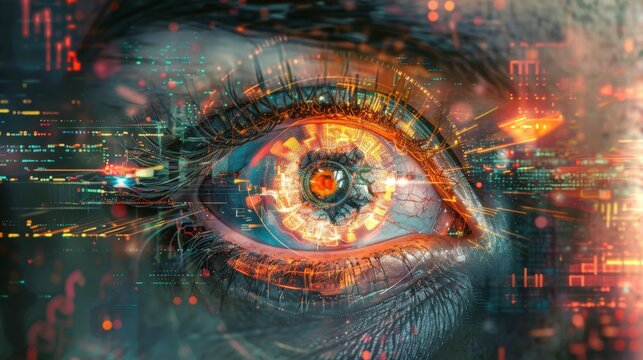 modern graphics digital illustration, generative AI representation, center composition, various AI generated images emerging from the center