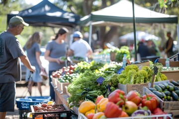 Obraz premium Vibrant Farmer s Market Showcasing Locally Grown Produce and Sustainable Offerings