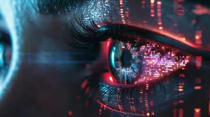 futuristic cyber being with digital eye ai technology concept