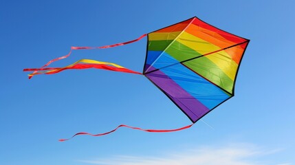  A vibrant tricolor kite soaring against a clear blue sky, evoking the spirit of freedom and unity
