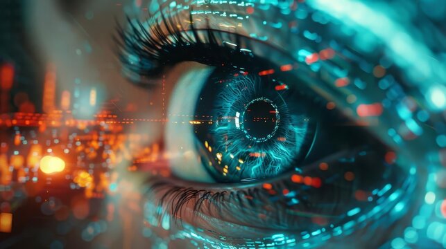 futuristic cyber being with digital eye ai technology concept