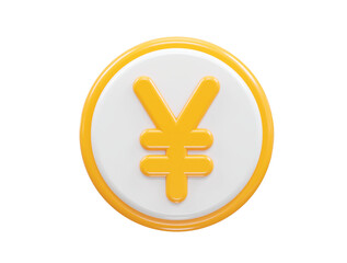 Yen currency icon 3d rendering illustration 