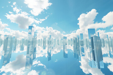 Cloudscape with blue sky and skyscrapers