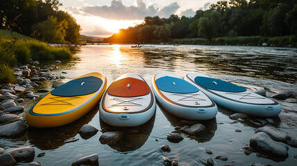 sap boards on the river