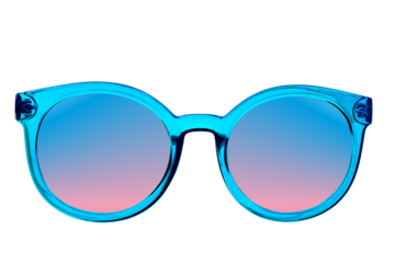 beach summer glasses in a colored plastic frame with gradient glasses, isolated on a white background