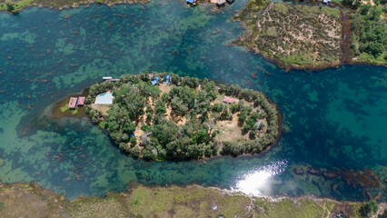 Aerial view of Lake Seran located in Banjarbaru