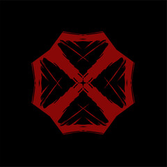 Vector black red abstract op-art art element. Optics, visual arts, artistic elements, spirals.