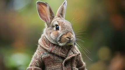 A rabbit wearing a hat and a bow tie