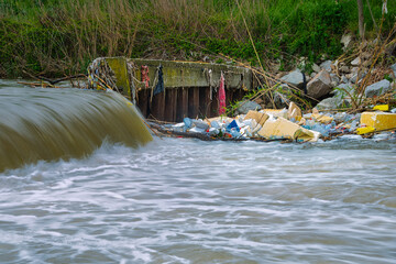 Garbage and polluting waste in the Regional Park of the Middle Course of the Guadarrama River, in the Community of Madrid (Spain).