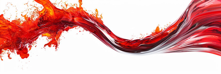 Lava red wave flow, intense and fiery lava red wave isolated on white.