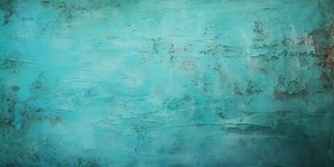 Turquoise wall texture rough background dark concrete floor old grunge background painted color stucco texture with copy space empty blank 