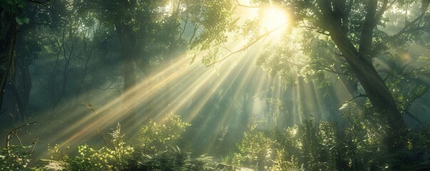 Sunlight streaming through trees