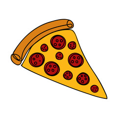 One continuous line pizza slice menu concept. Restaurant food pizzeria icon single line drawing. Hot dinner style vector graphic illustration