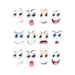 set of funny cartoon faces