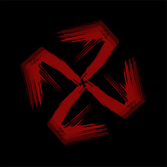 Vector black red abstract op-art art element. Optics, visual arts, artistic elements, spirals.