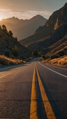 Empty road at sunset