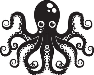 Octopus tentacle silhouette on white background 